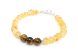 TAURUS Zodiac Baltic Amber Bracelet / Anklet with Natural Tiger's Eye – Unique Handmade Astrology-Inspired Jewellery Featuring Genuine Raw Honey Amber and Golden Brown Gemstones