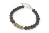 Natural Raw Dark Cherry Baltic Amber Bracelet for Capricorn Children – Adjustable Handmade Zodiac Jewellery Combining Unpolished Baltic Amber with Smoky Quartz Gemstones