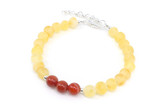 VIRGO Baltic Amber Bracelet / Anklet with Natural Red Carnelian – Unique Handmade Zodiac Jewellery for Children Featuring Genuine Raw Honey Baltic Amber, Vibrant Carnelian Beads and an Adjustable 15–19 cm Design