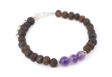 Adjustable Pisces Birthstone Bracelet with Baltic Amber and Amethyst – Unique Children's Zodiac Jewellery Made with Authentic Unpolished Baltic Amber and Natural Amethyst Gemstones, Adjustable from 15 to 19 cm