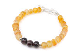 Raw Honey Baltic Amber and Dark Red Garnet Beads – Detailed View of Natural Baroque Baltic Amber Beads, Warm Golden Honey Tones and Rich Burgundy-Red Garnet Gemstones