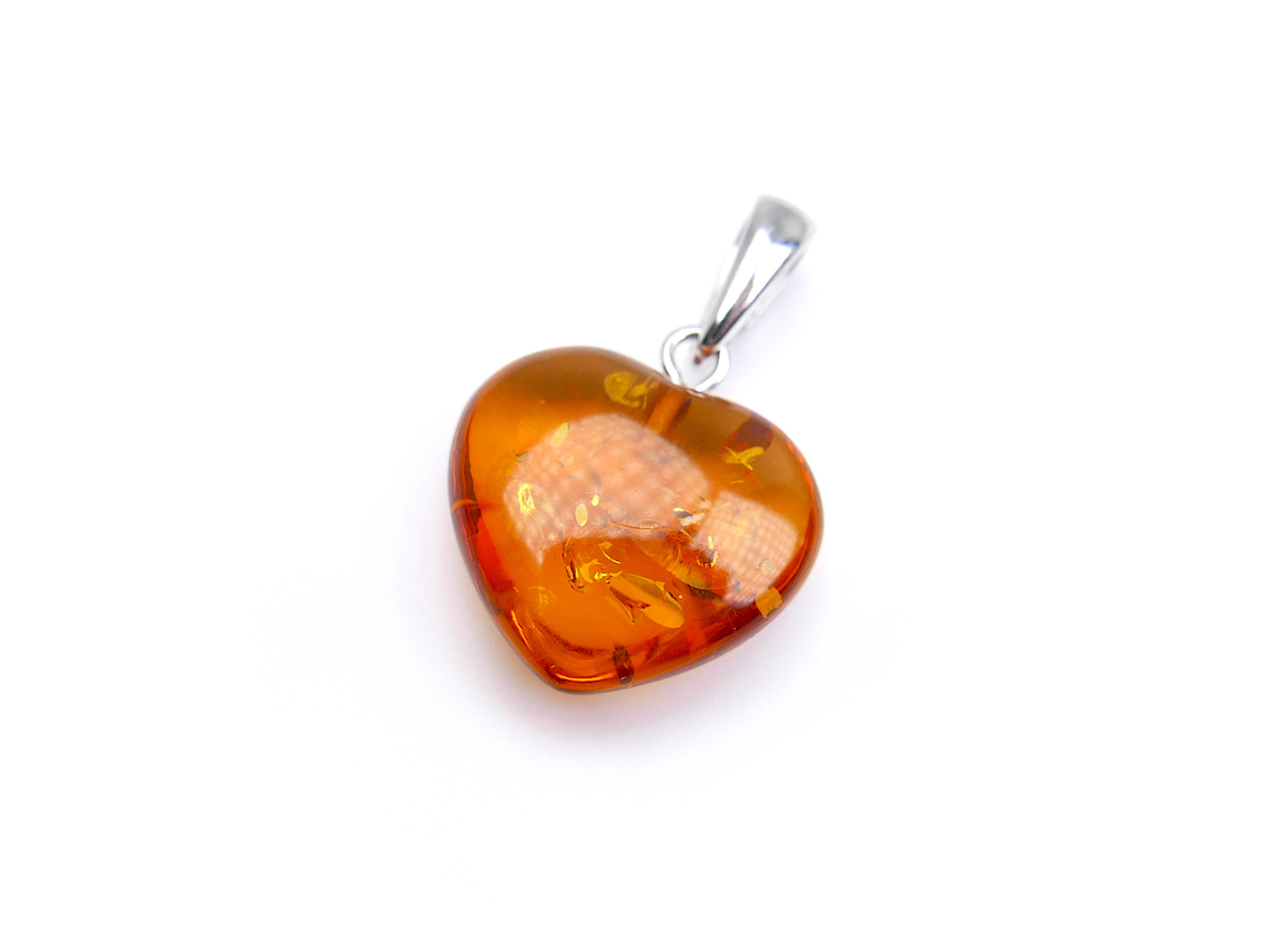 Baltic Amber Heart Pendant Sterling Silver Bail Goamber™ 