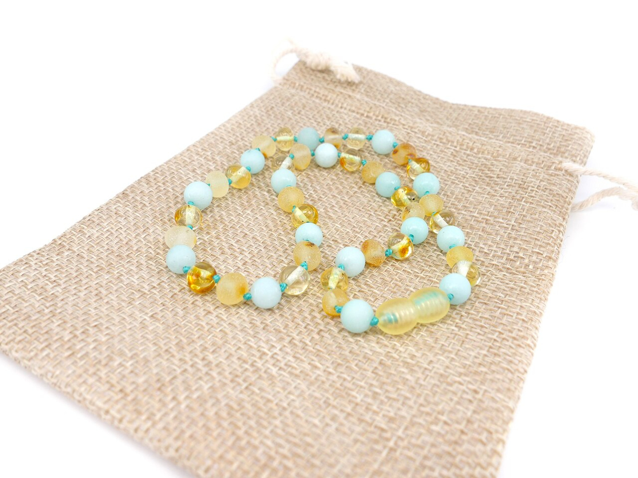 Multicolour Baltic Amber Baby Set - Matching Teething Necklace & Bracelet/Anklet  - Amber People
