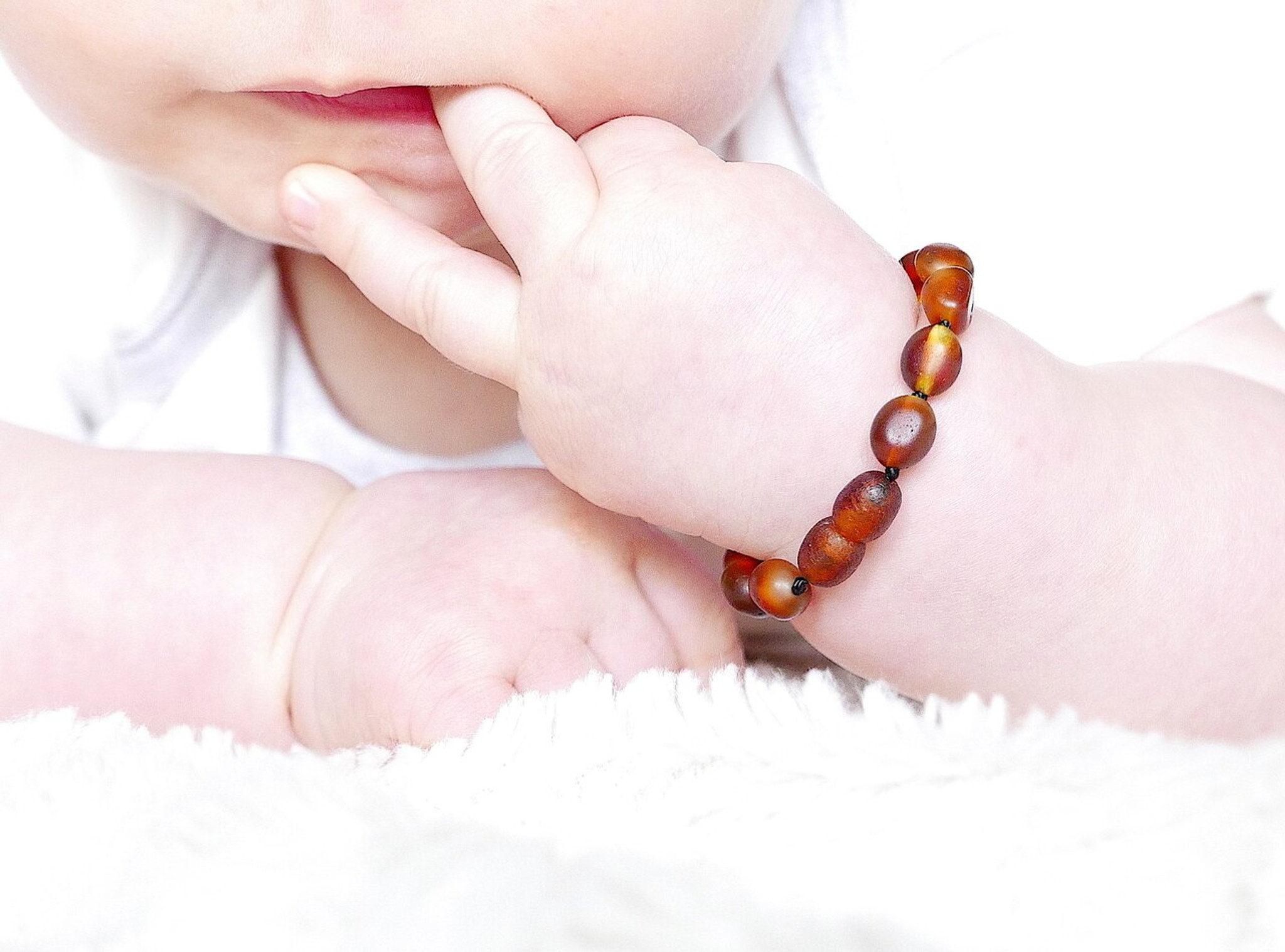 Unpolished light green amber bracelet for children - Genuine Amber