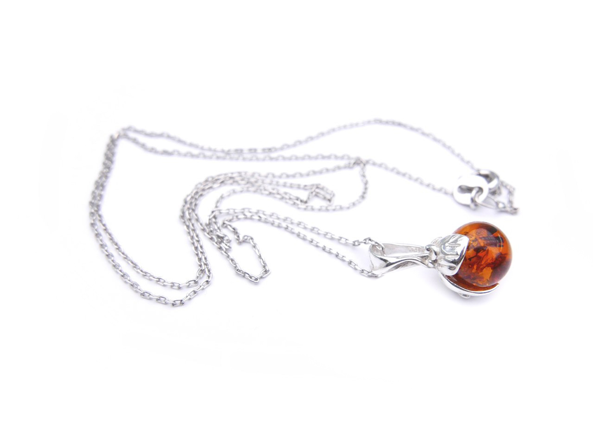 Baltic amber ball pendant in sterling silver - GoAmber™