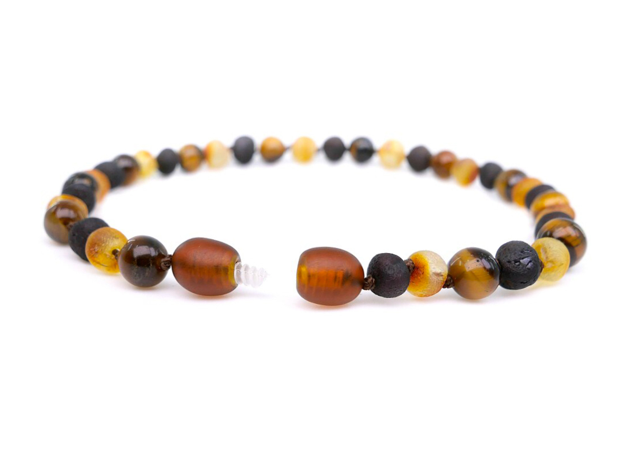 Adult Amber Anklet with Tiger Eye Stone Beads | GoAmber™ handmade