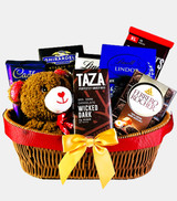 BEAR IN THE BASKET WITH CHOCOLATES-Dark Chocolate Lovers Premium Gift Basket