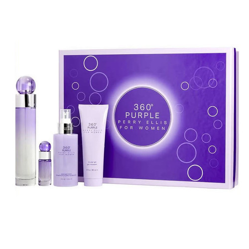 Perry Ellis 360 Purple Eau de Parfum 4PCS Gift Set For Women 