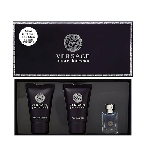 Versace Pour Homme Eau De Toilette 3Piece Mini Gift Set For Men 