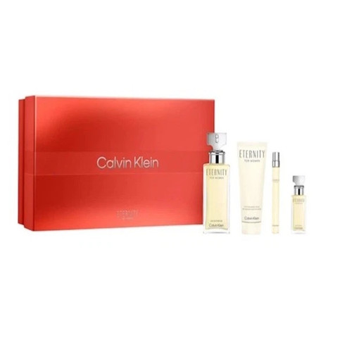 Calvin Klein Eternity Women 4PC Gift Set 100ml EDP + Lotion + Mini + Spray
