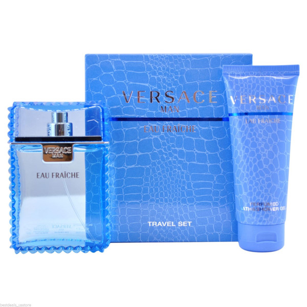 Versace Man Eau Fraiche EDT 3.4 oz & Shower Gel 3.4 oz Travel Set For Men *NIB*