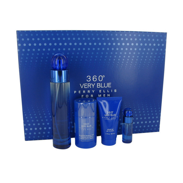Perry Ellis 360 Very Blue For Men 4 PCS Eau De Toilette Gift Set 
