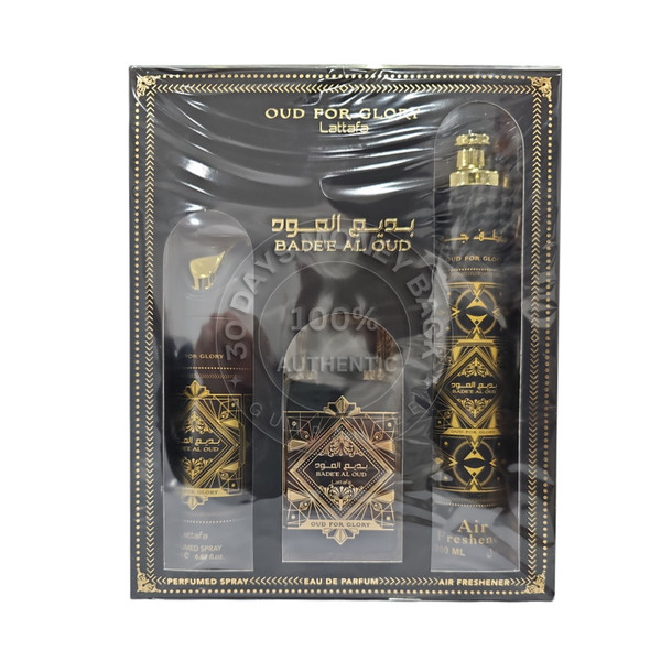 Lattafa Oud for Glory 3 Pc Unisex Gift Set 