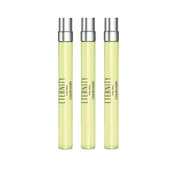 Calvin Klein Eternity EDT 0.33 oz / 10 ml Travel Spray For Men (Pack of 3)