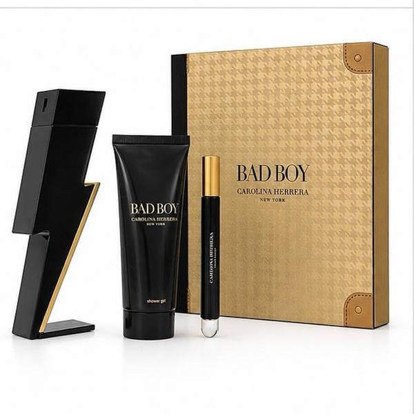 Carolina Herrera Bad Boy Eau De Toilette 3 Piece Gift Set For Men