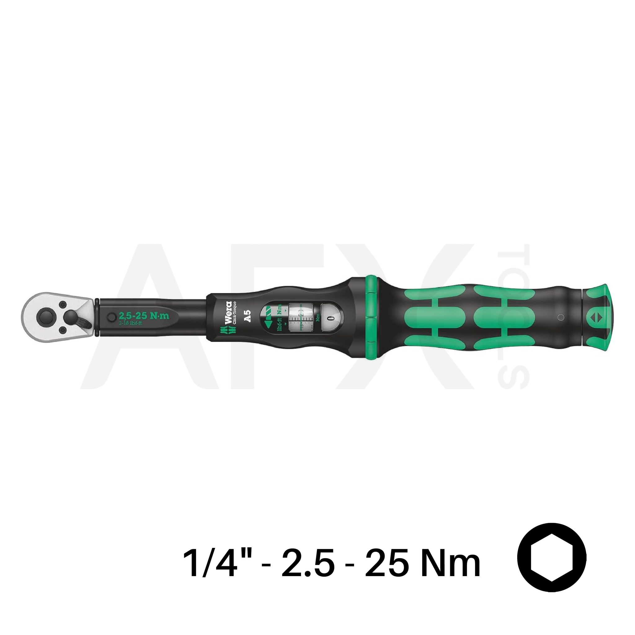 LLAVE MATRACA HEXPLUS 1/4" HEX 2.5 - 25 Nm