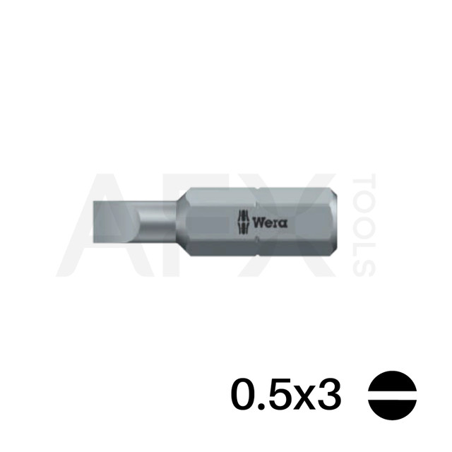 Punta PLANA 0.5x3, Largo 25mm, 1/4" Hexagonal (10 piezas)