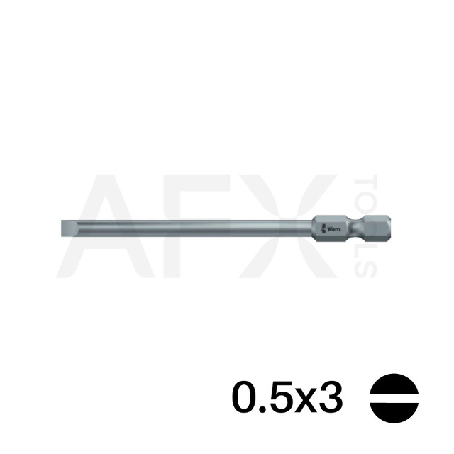 Punta PLANA 0.5x3, Largo 70mm, 1/4" Hexagonal (10 piezas)