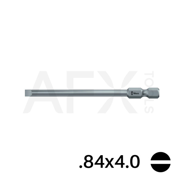 Punta PLANA .84x4.0, Largo 89mm, 1/4" Hexagonal (10 piezas)
