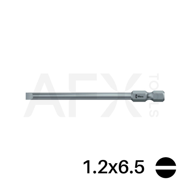 Punta PLANA 1.2x6.5, Largo 50mm, 1/4" Hexagonal (10 piezas)