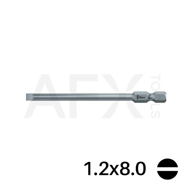 Punta PLANA 1.2x8.0, Largo 89mm, 1/4" Hexagonal (10 piezas)