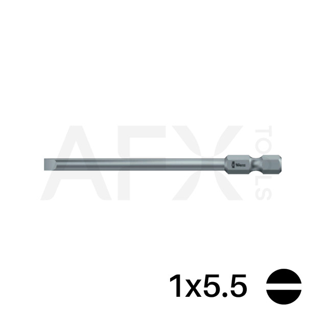 Punta PLANA 1x5.5, Largo 89mm, 1/4" Hexagonal (10 piezas)