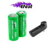 CHARGER + TWO IMR eFest 4200 mAh 26650 3.7v Li-Mn Flat Top authent