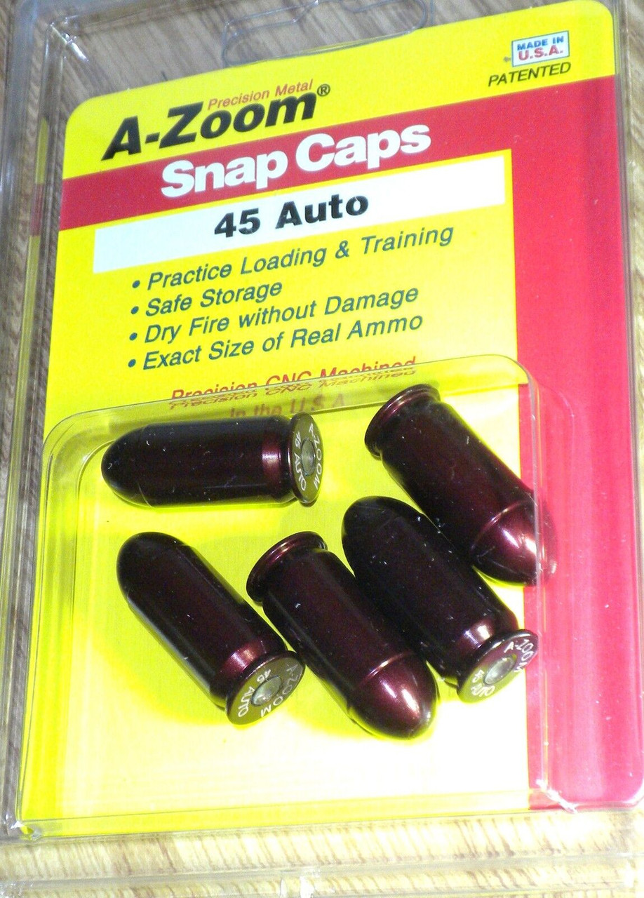 A-Zoom Precision Metal Snap Caps for 45 ACP, 5 pack NEW! #15115