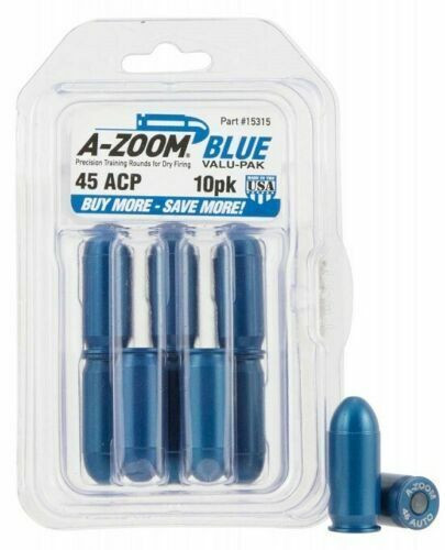 A-ZOOM Action Proving Dummy Round, Snap Cap for 45 Auto, Blue, 10PK NEW! # 15315