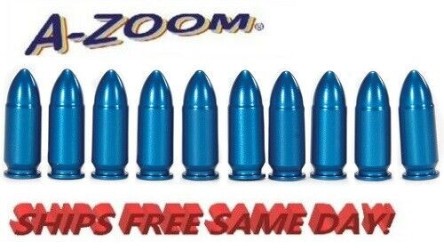 A-ZOOM Action Proving Dummy Round, 10 PACK Snap Caps for 9mm LUGER Blue 15316