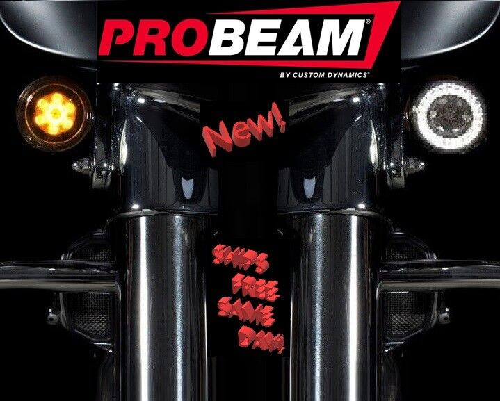 CUSTOM DYNAMICS ProBEAM Amber/White LED Turn Signals for HD (2) # PB-AW-1157-T