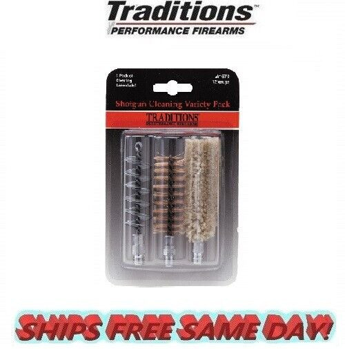 Traditions 12 Gauge Bronze Bristle Bore Brush / Cotton Mop Variety 3pk # A1670
