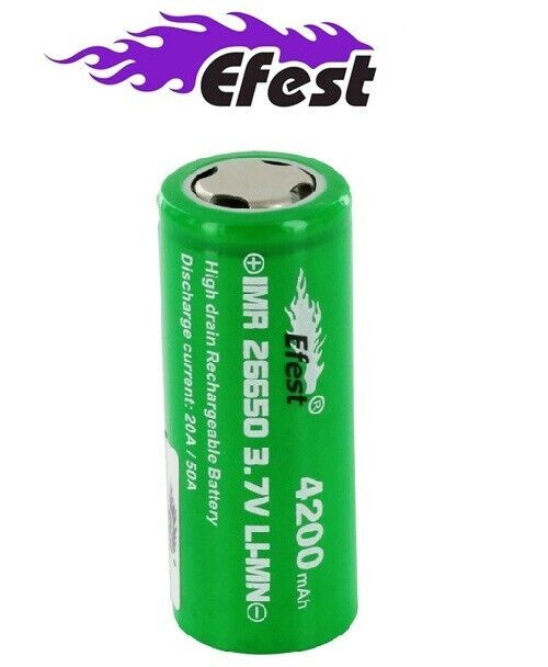 ONE  IMR eFest 4200 mAh 26650 3.7v Li-Mn Flat Top *AUTHENTICITY CODE * New!