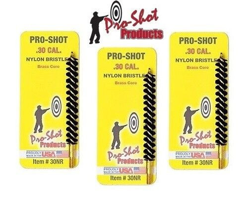 30NR Pro-Shot RIFLE Bore Cleaning Brush Nylon, 30 CALIBER ( PACKAGE of 3 ) New!