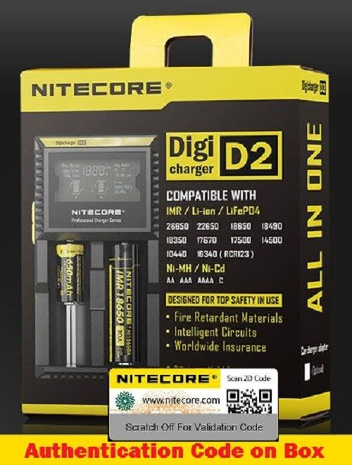 Nitecore Digi D2 Universal Smart Charger IMR, LiIoN, Ni-MH 18350 18650 Etc NEW!