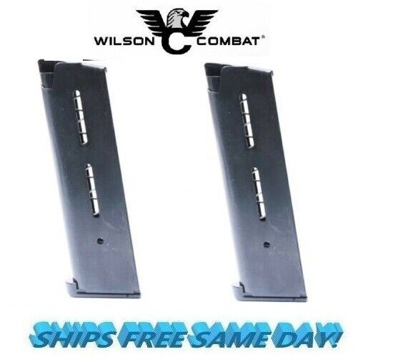 Wilson Combat PAIR of 1911 Mag 8-Round 45 ACP, Full-Size Lo-Profile Black  47DCB