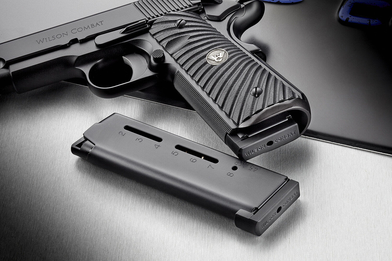 Wilson Combat THREE 1911 Magazines .45 ACP, FS,8 Round, ETM Base Pad, 500B(3)