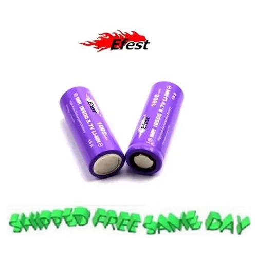 Efest 18500 1000mah 3.7V 15A Rechargeable High Drain Flat-Top, 2 PACK EFEST18500