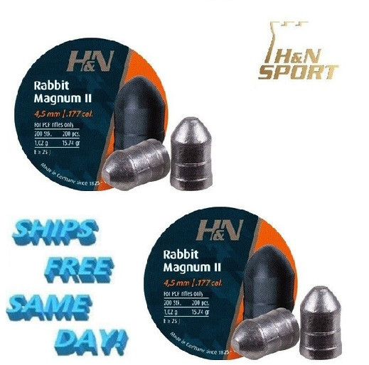 H&N 2 PACK Rabbit Mag II .177 Cal,15.74 Gr,Cylindrical, Round Nose, 400 PY-P-754