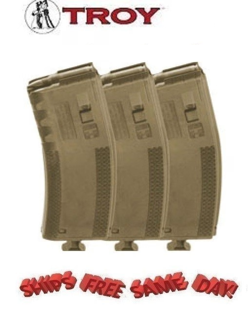 TROY 30rd BATTLEMAG - 3 PACK Mag's - DARK EARTH New! # SMAG-3PK-00FT-00