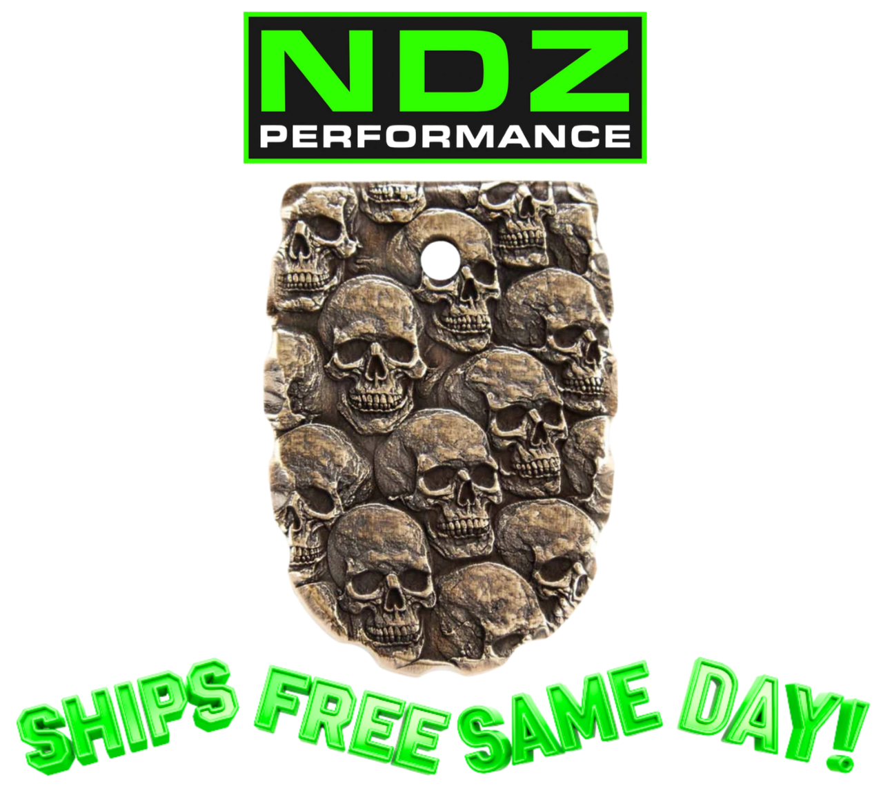 NDZ Extended Magazine Brass Plate w. 3D SKULLS for Sig P365 X Macro / Fuse NEW!