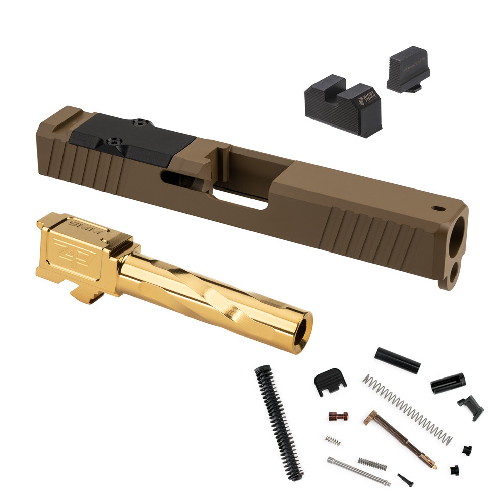 Zaffiri Z Series Complete Slide for Glock 19 Gen 3 FDE Cerakote Gold Barrel NEW!