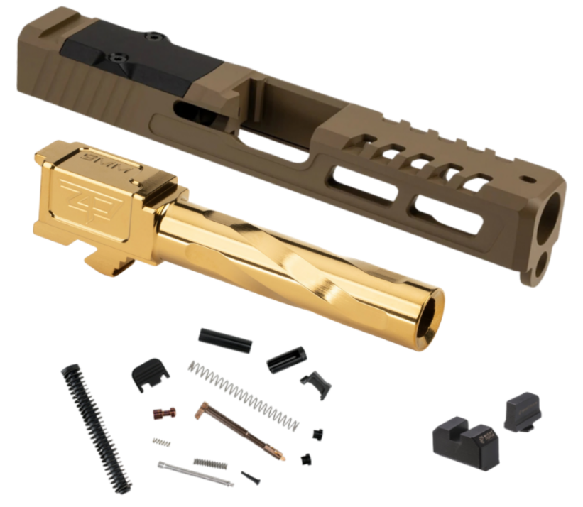 Zaffiri ZPS2 Complete Slide for Glock 19 Gen 3 FDE Cerakote, Gold Barrel NEW!