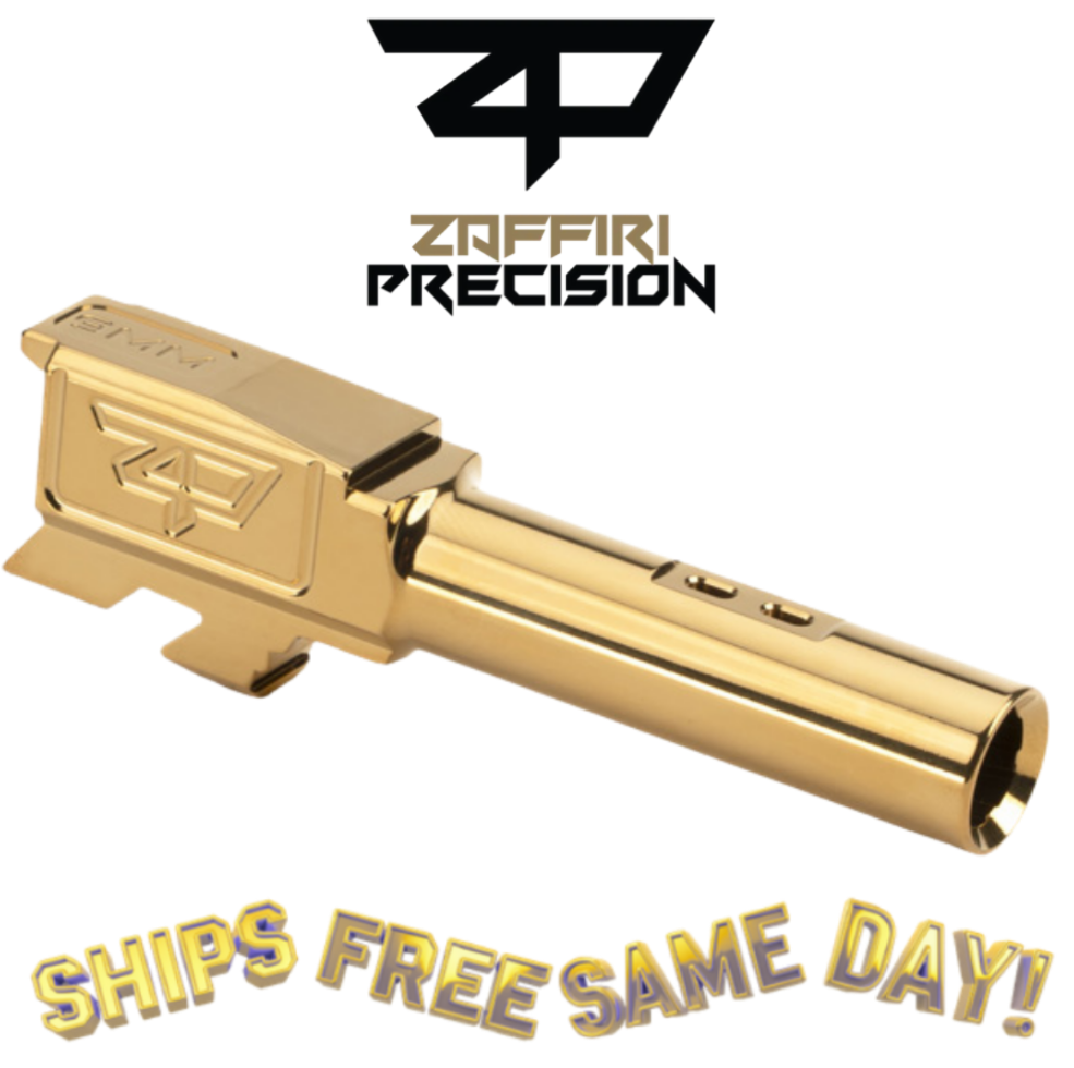 Zaffiri Top Ported Barrel for Glock 43/43X in Gold PVD New! BA-G43-TP-GLD