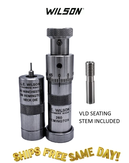 LE Wilson 2 Die Set & Bullet Seater w/VLD Seating Stem for 260 Rem SKBN-260RVLD