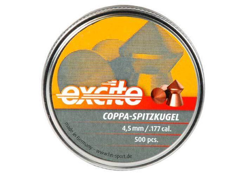 PY-P-1095 H&N Excite Coppa-Spitzkugel, .177 Cal, 7.56 Grains, Pointed, 500ct PY-P-1095 H&N Excite Coppa-Spitzkugel, .177 Cal, 7.56 Grains, Pointed, 500ct