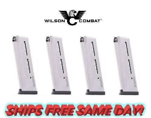 Wilson Combat FOUR 1911 Magazines, 10 Round, .38 Super, ETM BasePad # 500-38S