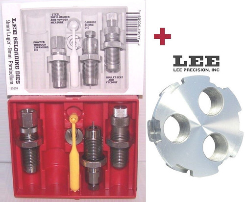 Lee 3 Die Set 90509 for 9mm Luger 9x19 Parabellum + 3 hole turret 90497+90509