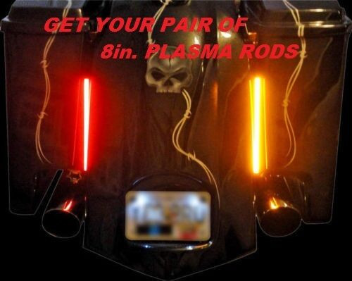 8in PAIR of DUAL COLOR Mega Plasma Rods for Harley's NEW! #  GEN-MPLASMA-DC (x2)