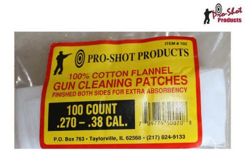 Pro-Shot Cotton Flannel SQUARE Cleaning Patches 270-38 Cal 100CT # 102  New!